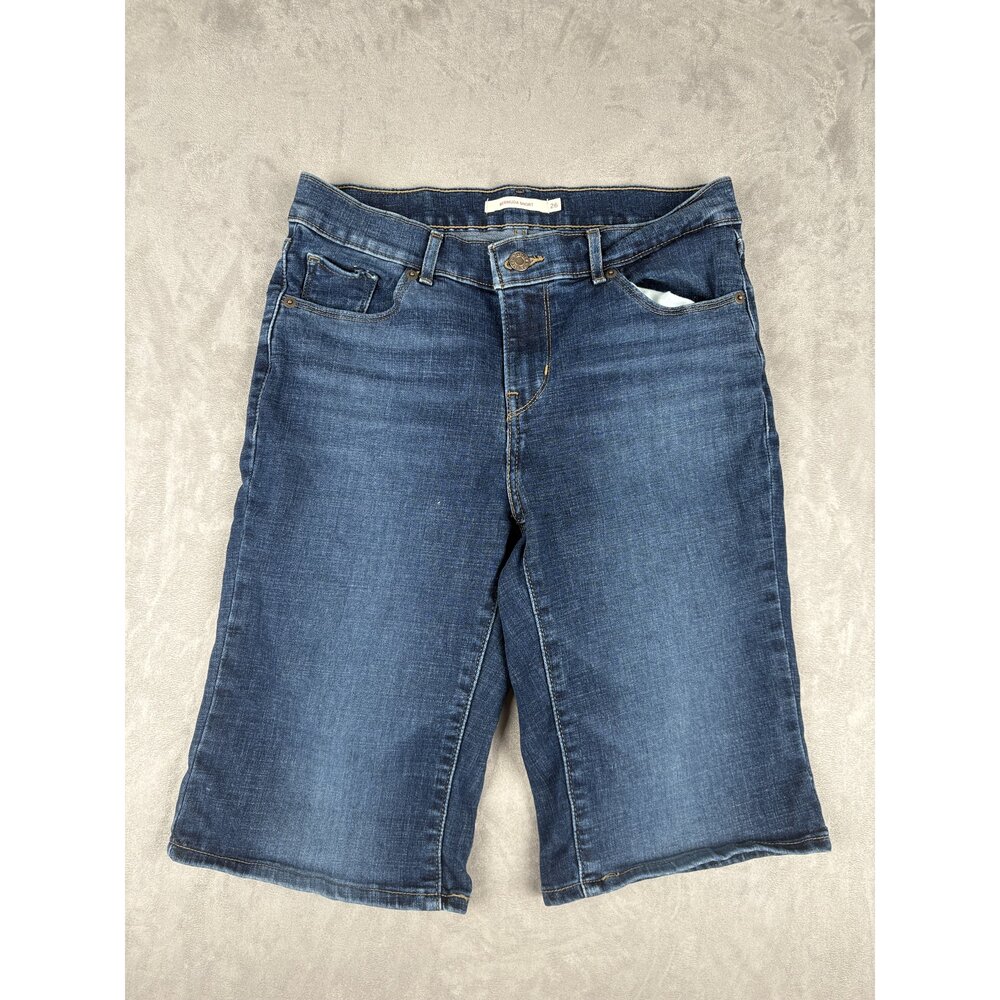 Levi's Women's Bermuda Denim Shorts Size 26 Dark Wash - Picture 2 of 10